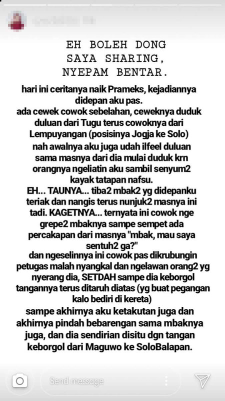 Unggahan salah satu netizen yang menjadi saksi mata kejadian pelecehan seksual