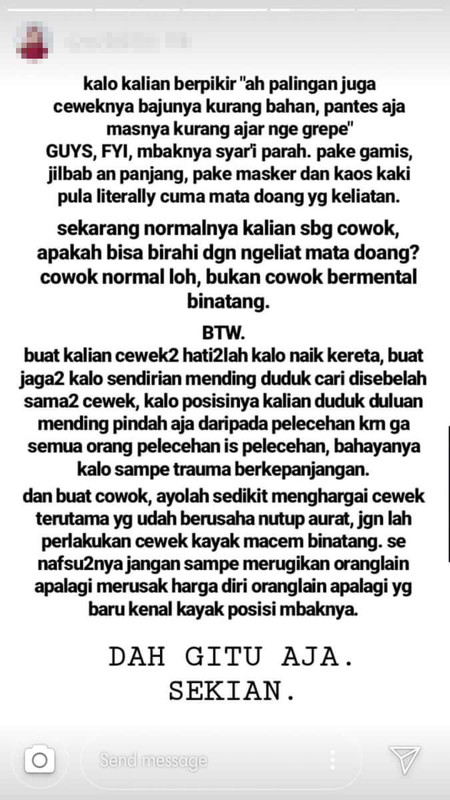 Saksi mata menjelaskan jika korban berpakaian tertutup