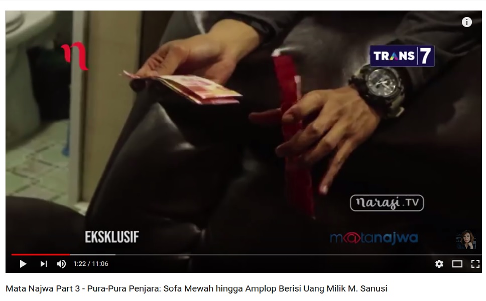 Uang tunai di sel M. Sanusi