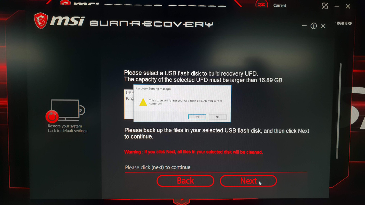 Msi burn recovery factory partition