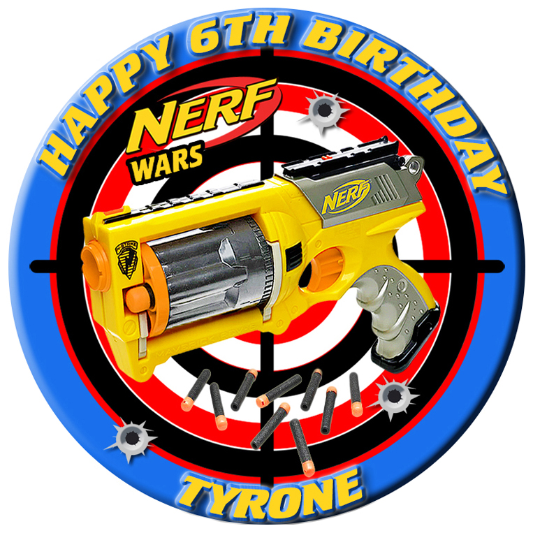 Nerf Gun Edible Icing Image Cake Topper Personalised Birthday Party Decoration Ebay