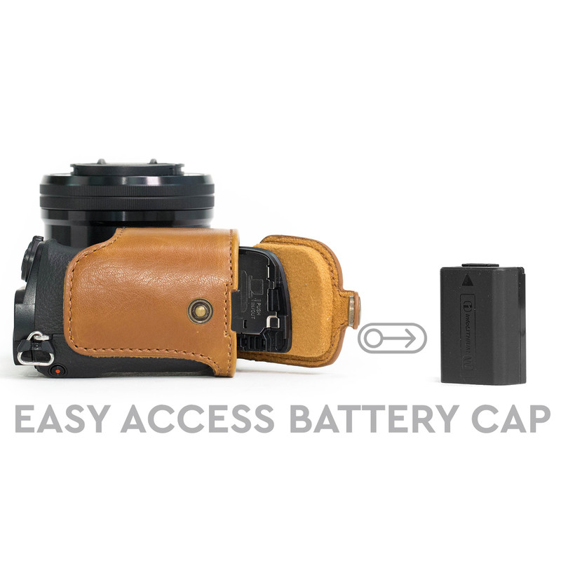 18-135mm A6400 MegaGear Estuche Ever Ready Funda de Cuero con Correa Compatible con Sony Alpha A6100 de Pronto Uso
