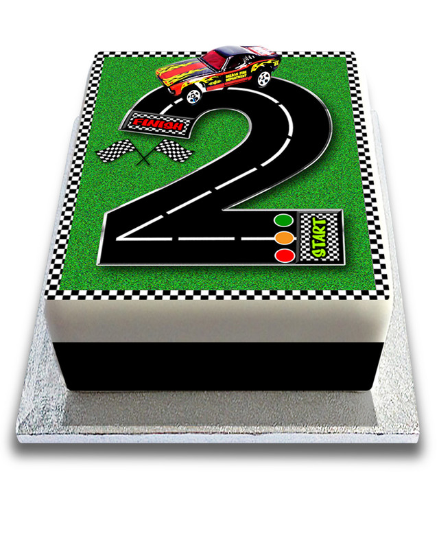 2nd Birthday Party Race Track Edible Icing Image Cake Topper Decoration