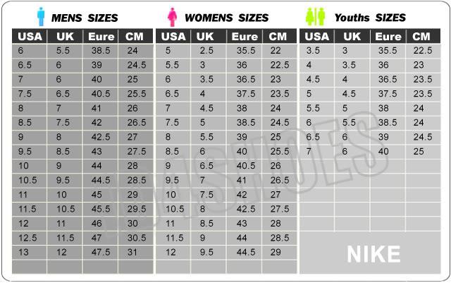 womens to mens shoe size nike