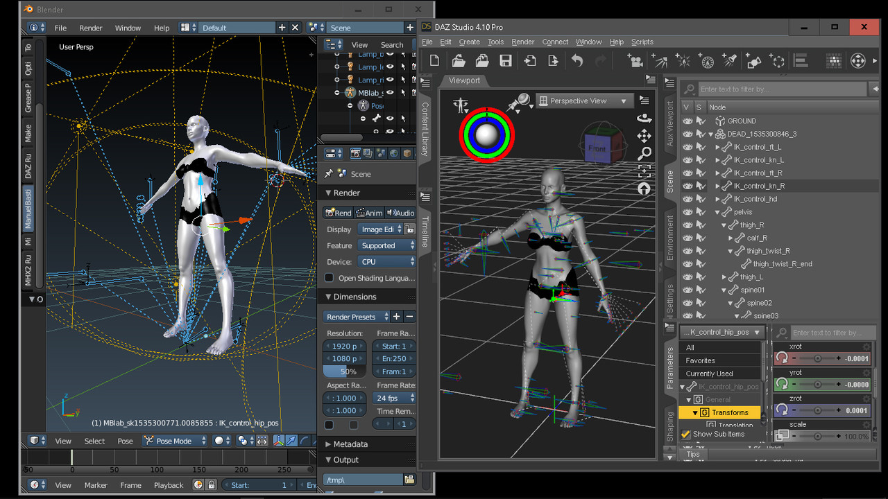 Rig in T pose and mesh in A pose after import - Daz 3D Forums