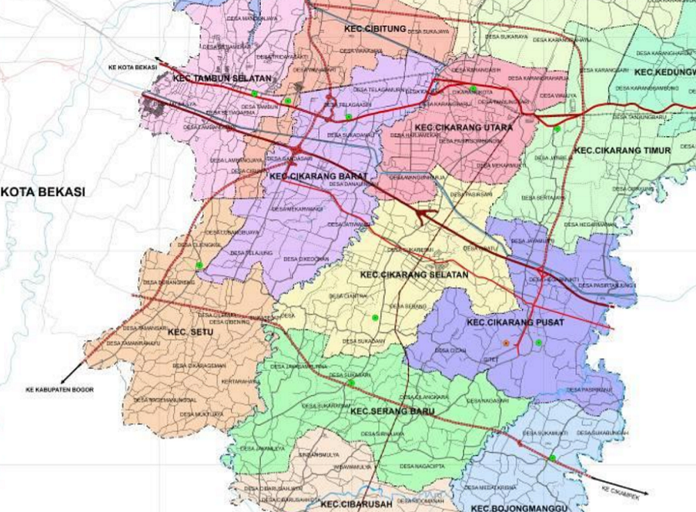  Peta  Jalan  Tol Jakarta Cikampek 2 Sisi Selatan Seputar Jalan 