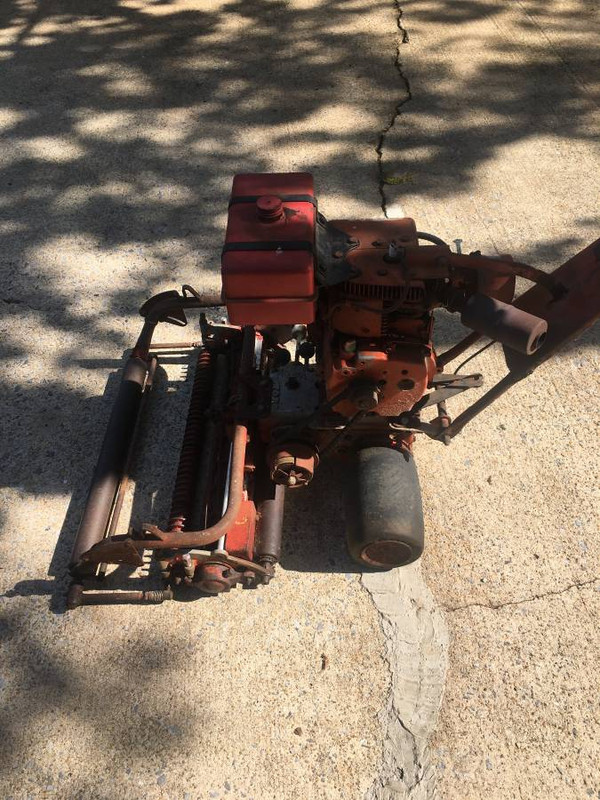 My grandfathers old Excello reel Mower gets repowered today