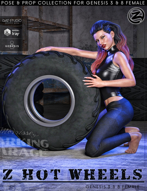 Z Hot Wheels – Props and Poses for Genesis 3 and 8 Female