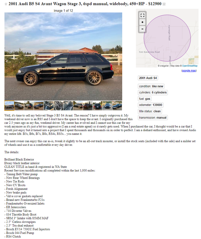Official "What B5 S4's are listed on Craigslist now ...