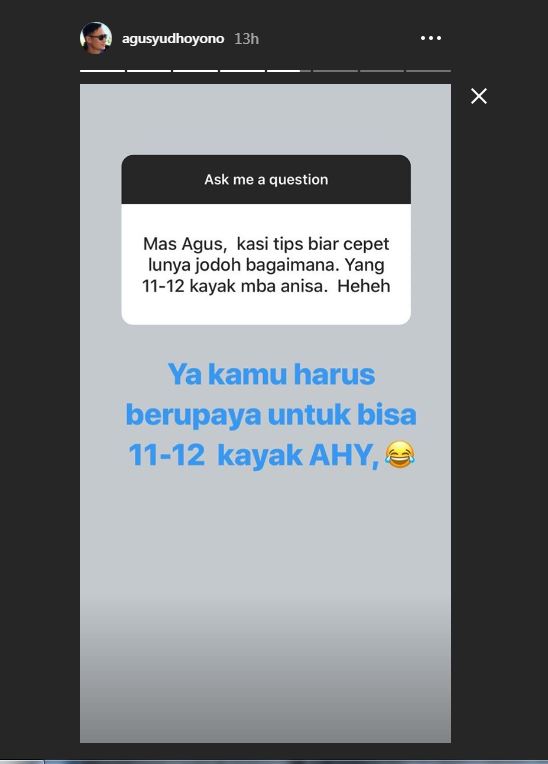 Instagram Story AHY 11 Juli 2018.