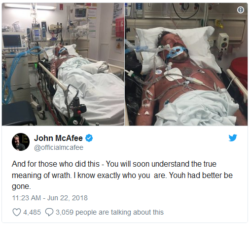 John McAfee Poisoned. Warns His Enemies of Wrath…